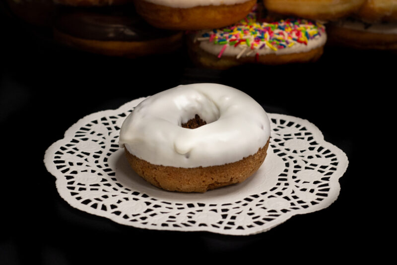 Cake donut with white icing