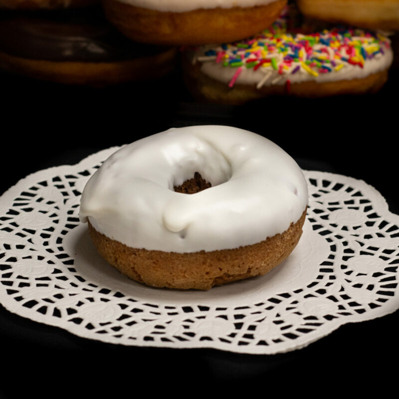 Cake donut with white icing