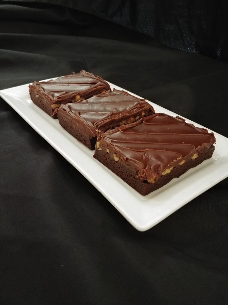 Brownies iced with walnuts