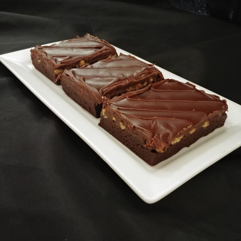 Brownies iced with walnuts