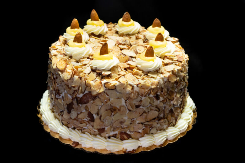 Round Toasted Almond Torte Cake