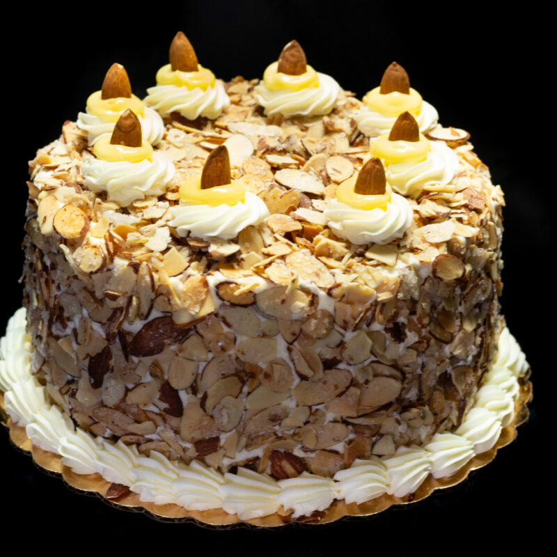 Round Toasted Almond Torte Cake