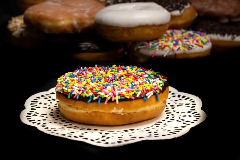 Raised ring donut, iced