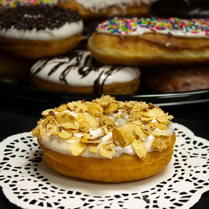 Raised donut, toasted almond