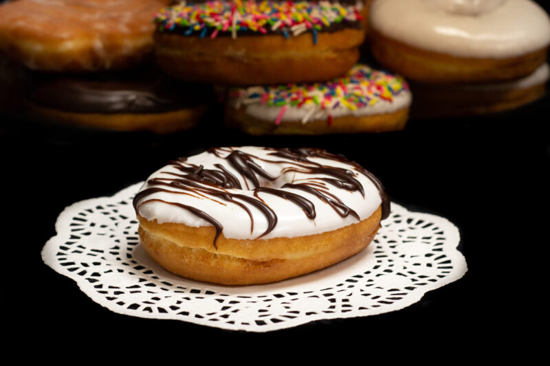 raised donut zebra iced