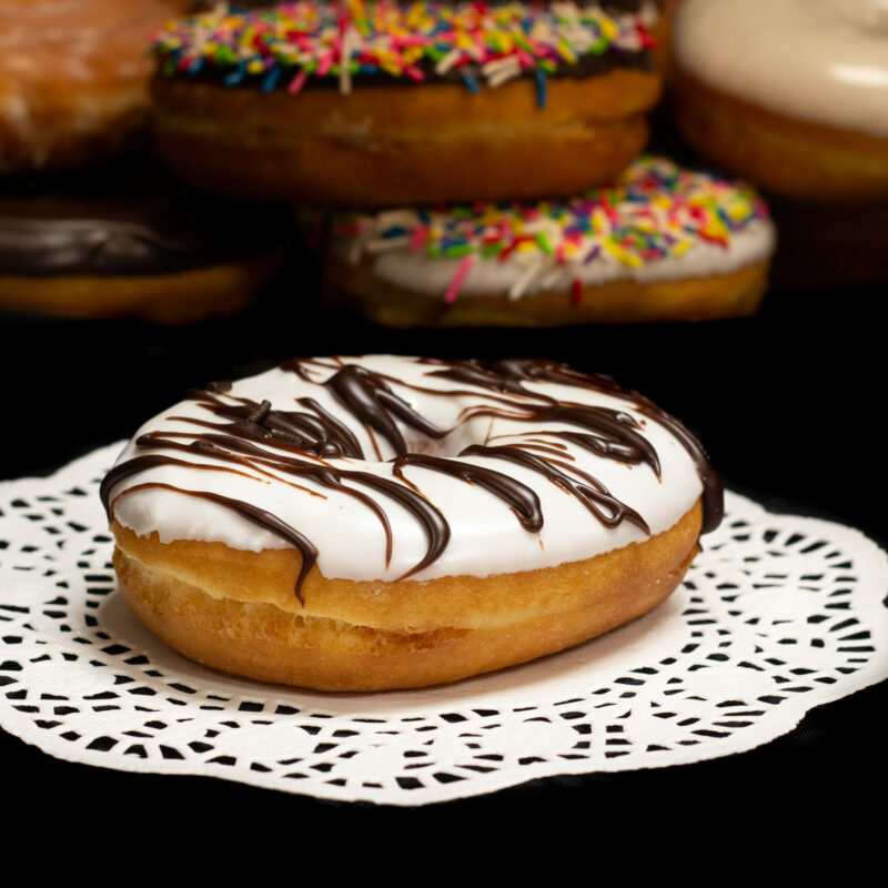 raised donut zebra iced