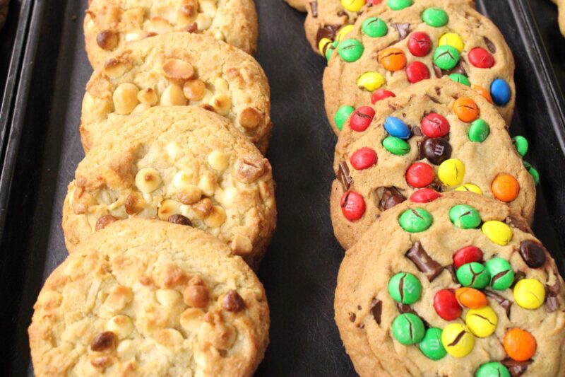 White Chocolate Macadamia and M&M Cookies