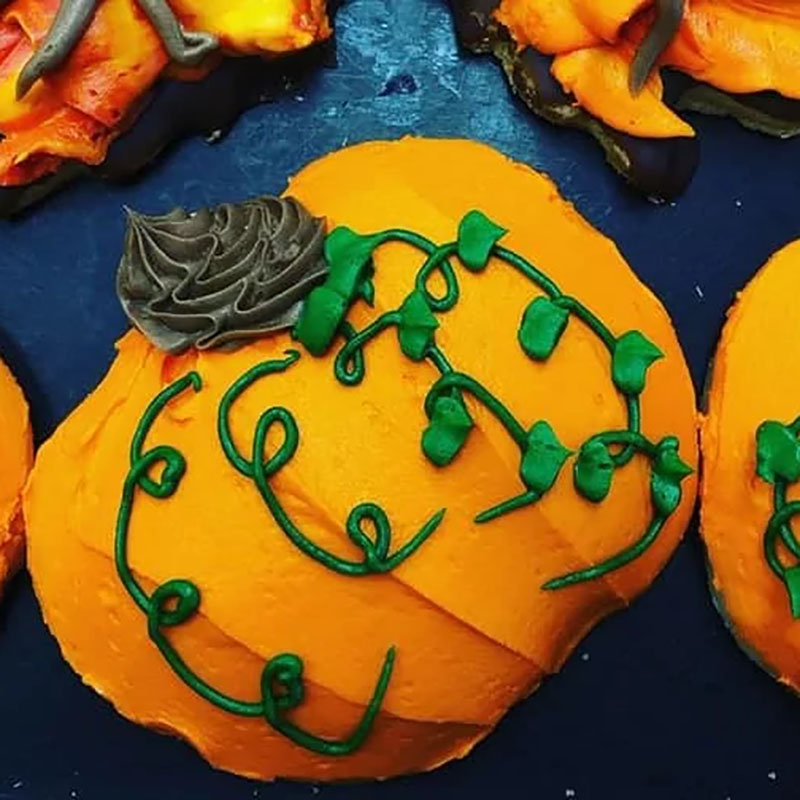 Decorated pumpkin cookies